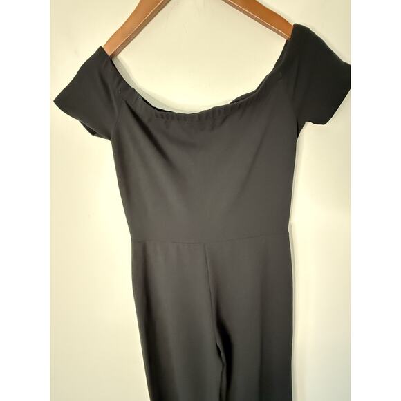 Lulus Short Sleeve Wide Leg Jumpsuit Knit Size M Black Boat Neck Casual Cocktail - Picture 3 of 8